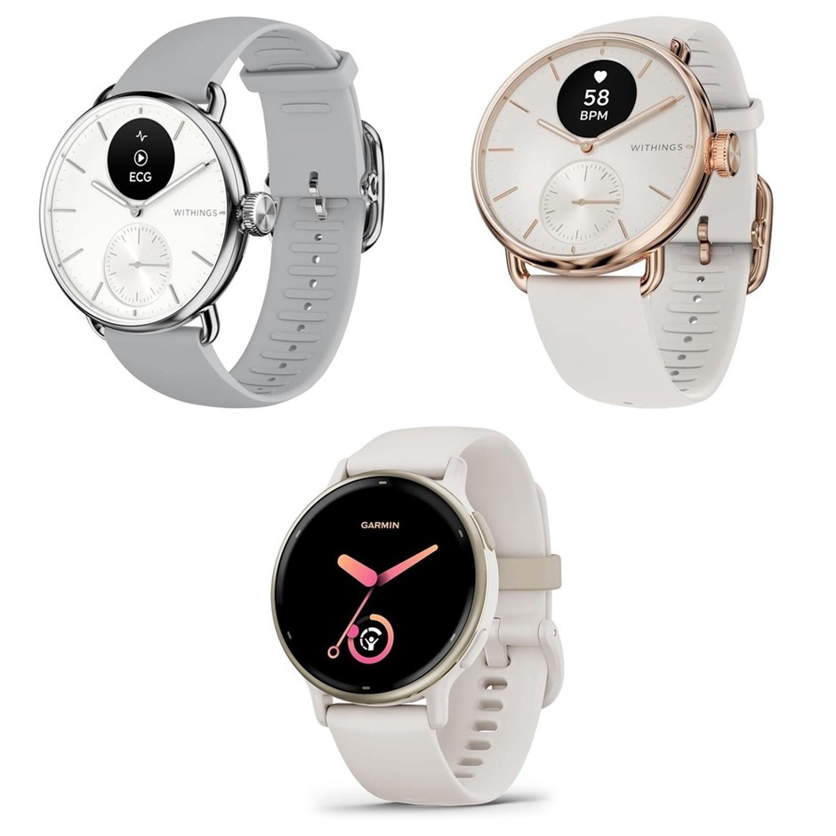 3 x Assorted Smartwatches, RRP: $1,897, Incl: 1 x Withings ScanWatch 2 42mm