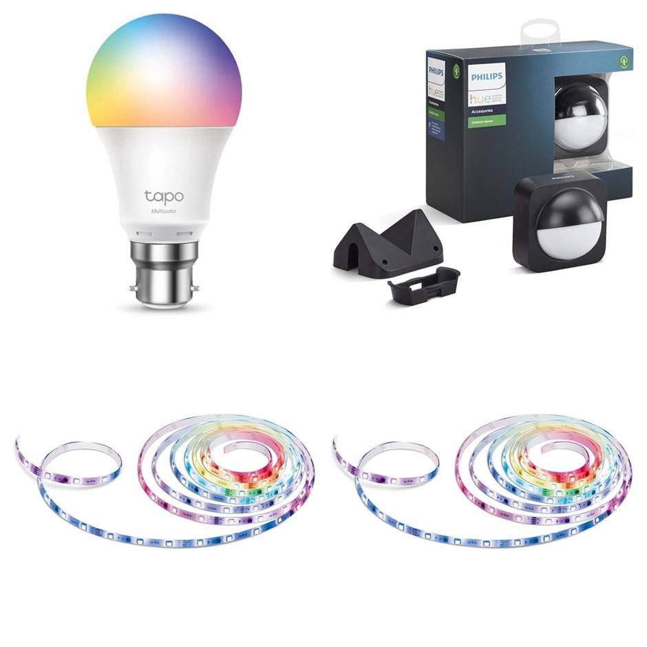4 x Assorted Lighting Accessories. 1 x TP-LINK 2pk Smart Wifi Light Bulb, B