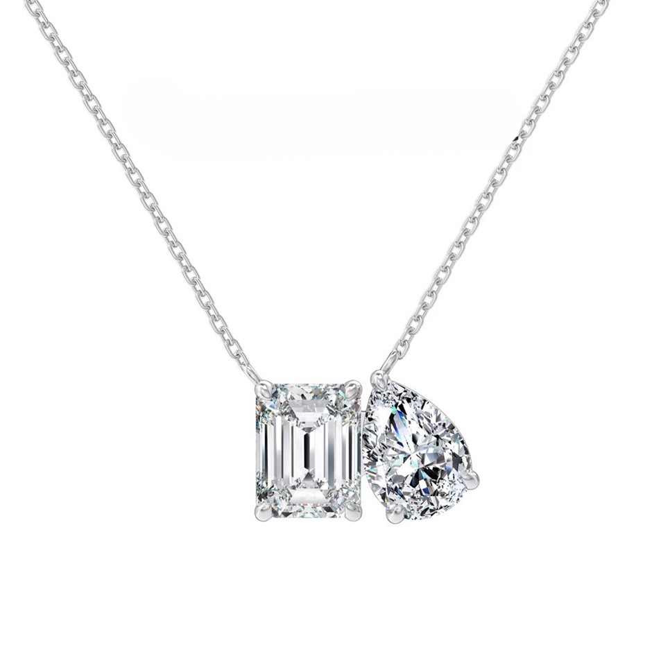 5.00ct Rectangular Cut Lab Created Moissanite 925 Silver Pendant Necklace