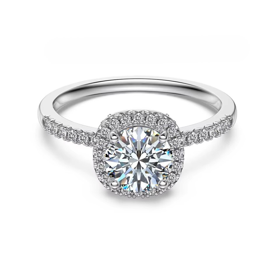 1.00ct Round Cut Lab Created Moissanite 925 Sterling Silver Ring - Size 6