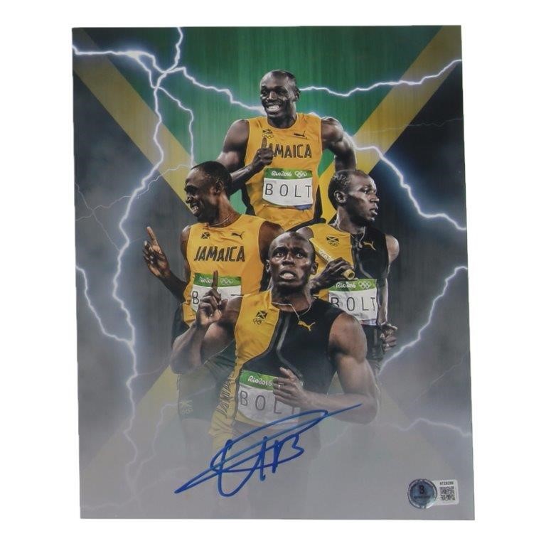Usain Bolt Signed Photo Collage