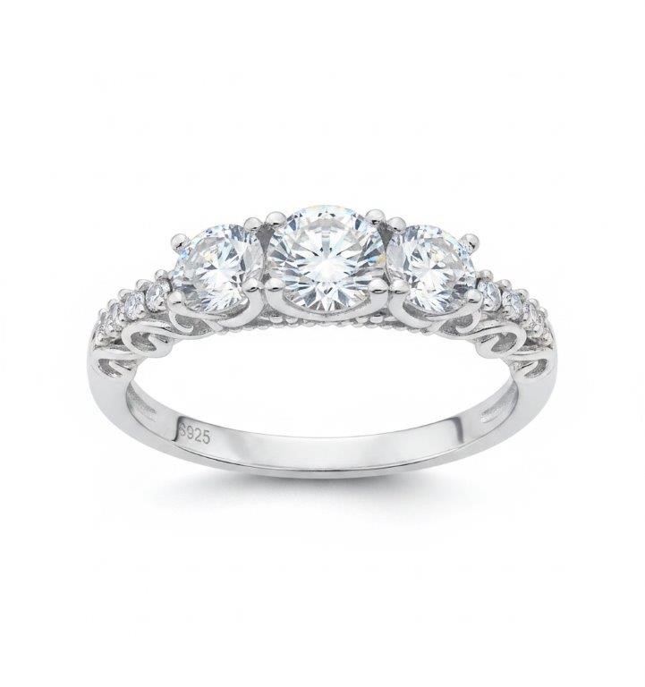 GRA Moissanite white 18k white Gold Vermeil Ring -8US