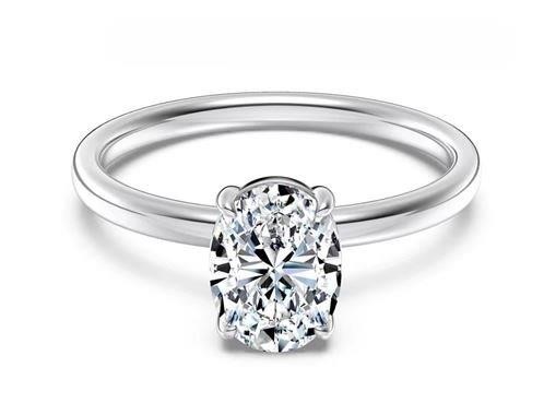 1.0ct GRA Moissanite Oval Cut 18k White Gold Vermeil Ring -7US