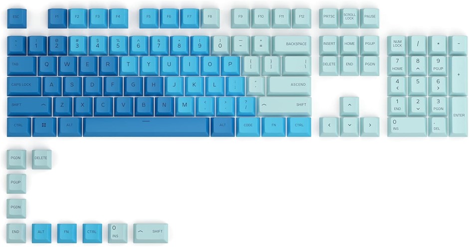 0032-3140639 · Glorious GPBT Dye Sublimated Keycaps (Caribbean Ocean) - Thick PBT Plastic