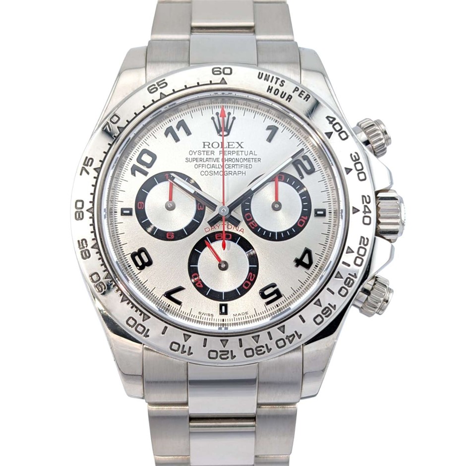 ROLEX COSMOGRAPH DAYTONA AUTOMATIC 40MM 18K WHITE GOLD REF 116509 BXO COA