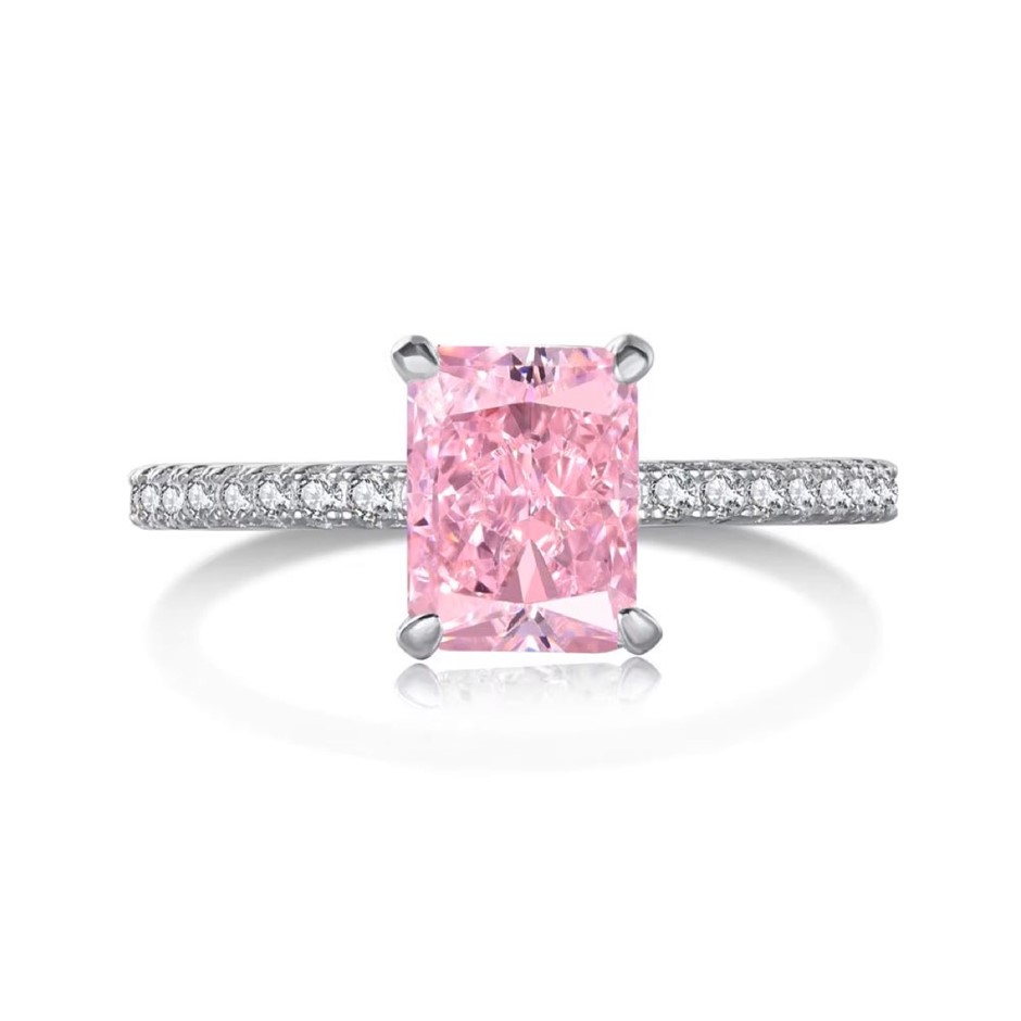 2ct Rectangle 8A Cubic Zirconia 925 Silver Ring - Size 5