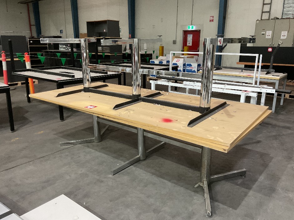 2x Timber Tables with Steel Base