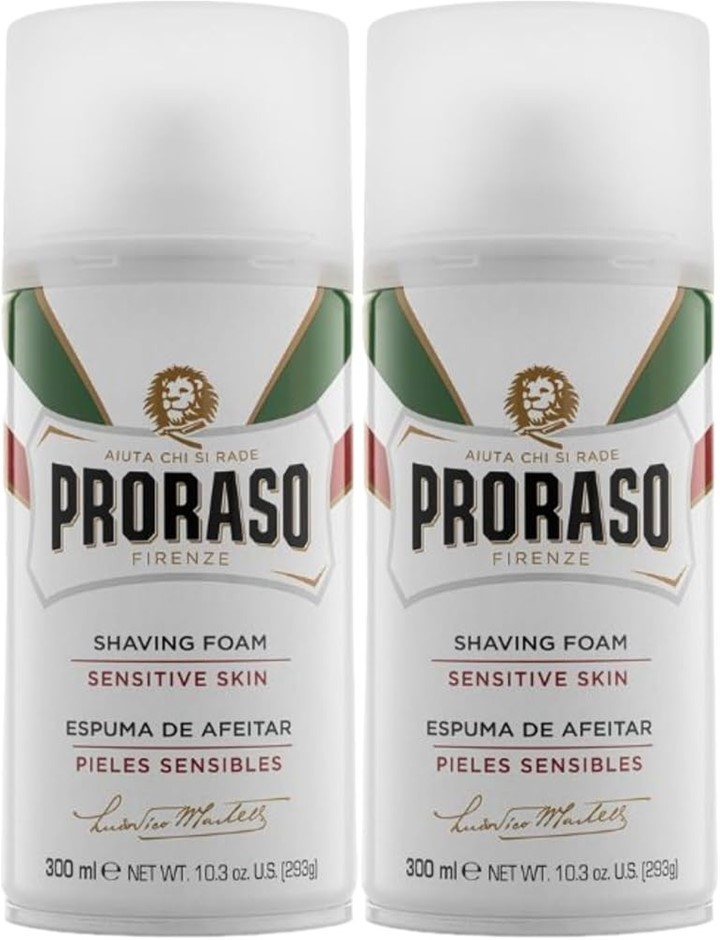 2 x PRORASO Sensitive Skin Anti-Irritation Shaving Foam with Green Tea and