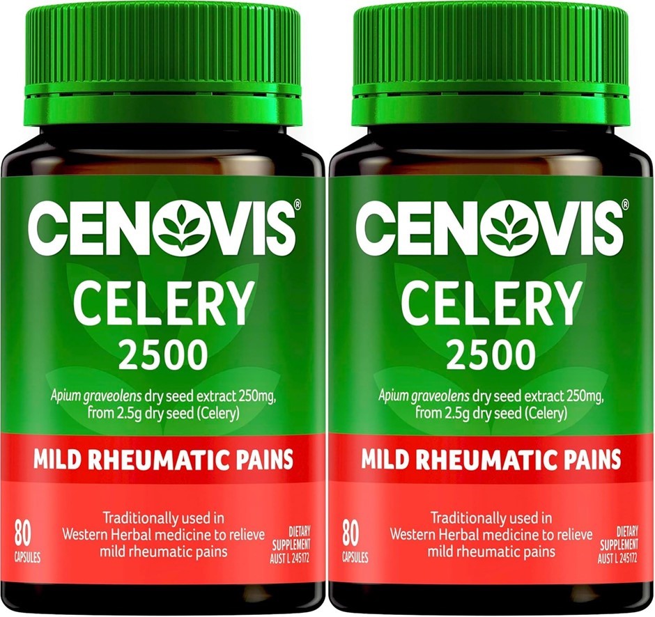 2 x CENOVIS Celery 2500 Capsules 80 – Traditionally used to Temporarily Rel