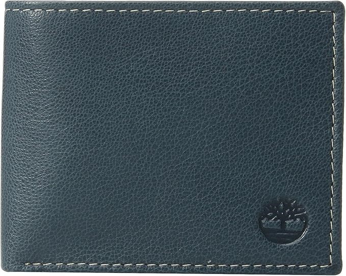 TIMBERLAND Men's Leather Wallet with Attached Flip Pocket, Navy (Blix). Bu