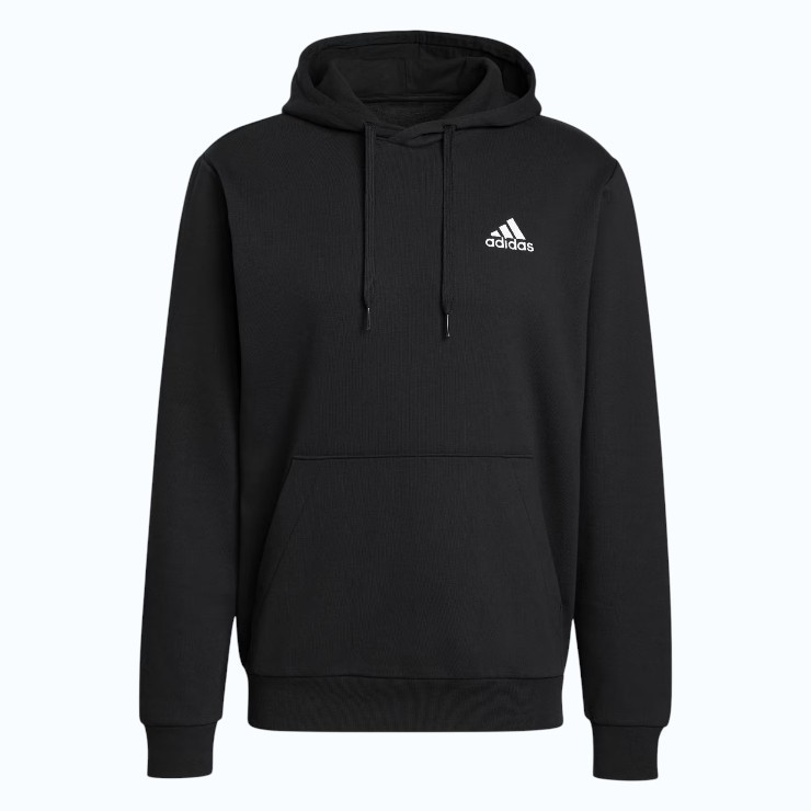 ADIDAS Men's FeelCozy Hoodie, Size AU S, Black/White, GV5294. Buyers Note