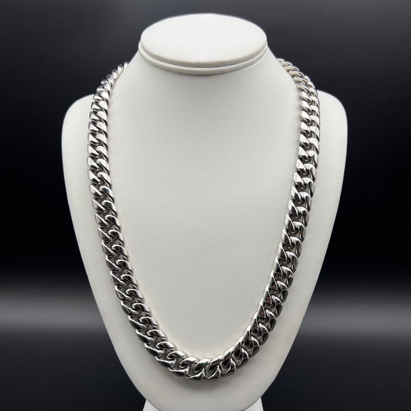 Silver-Filled Cuban Chain Necklace, 14MM Wide - 60.9cm