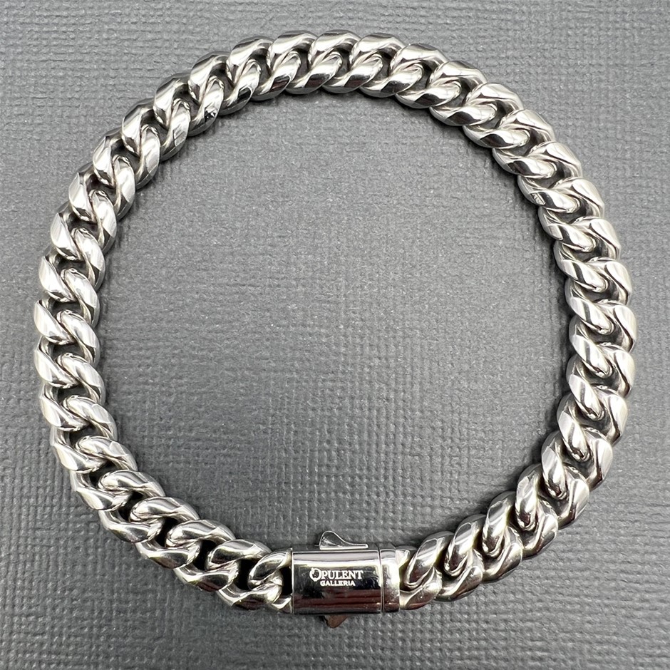 Silver-Filled Cuban Chain Bracelet, 8MM Wide - 20.3cm