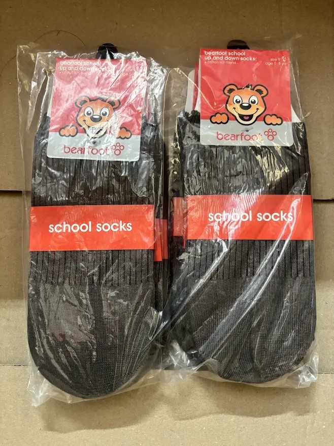 BEARFOOT shcool socks grey 6pack, size 9-12, year 5-8