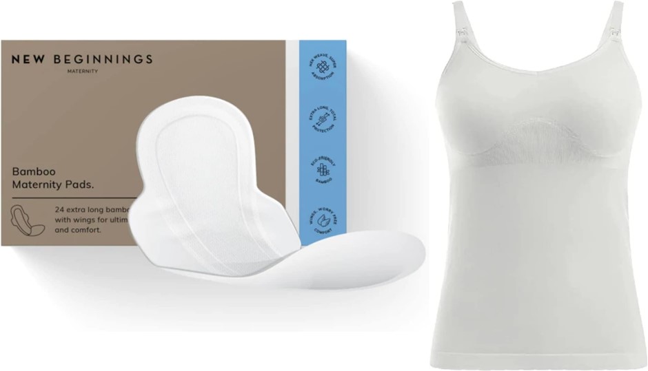 BUNDLE of MEDELA Maternity and Nursing Tank Top, White, L + New Beginnings
