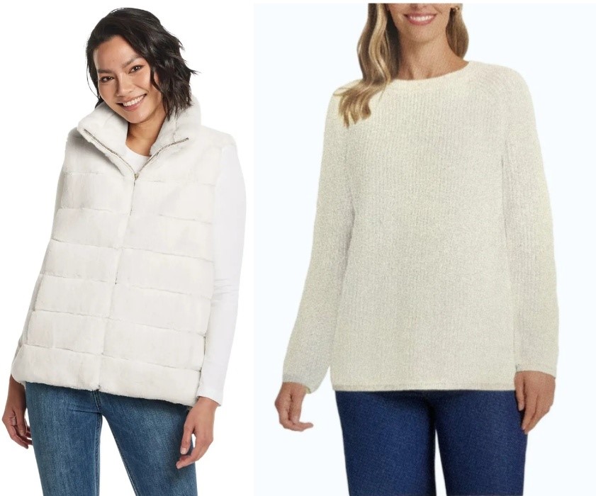 BUNDLE of MATTY M Women's Rib Sweater, Size S, 60% Cotton, Ivory. + WEATHER