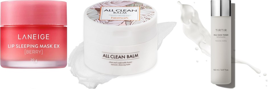 Heimish All Clean Balm 120ml + TIRTIR Milk Skin Toner 150ml + Laneige Lip S