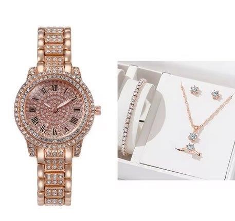 6-Piece Jewellery Set.Watch, Necklace, Bracelet, Ring & Earrings(Gift Box