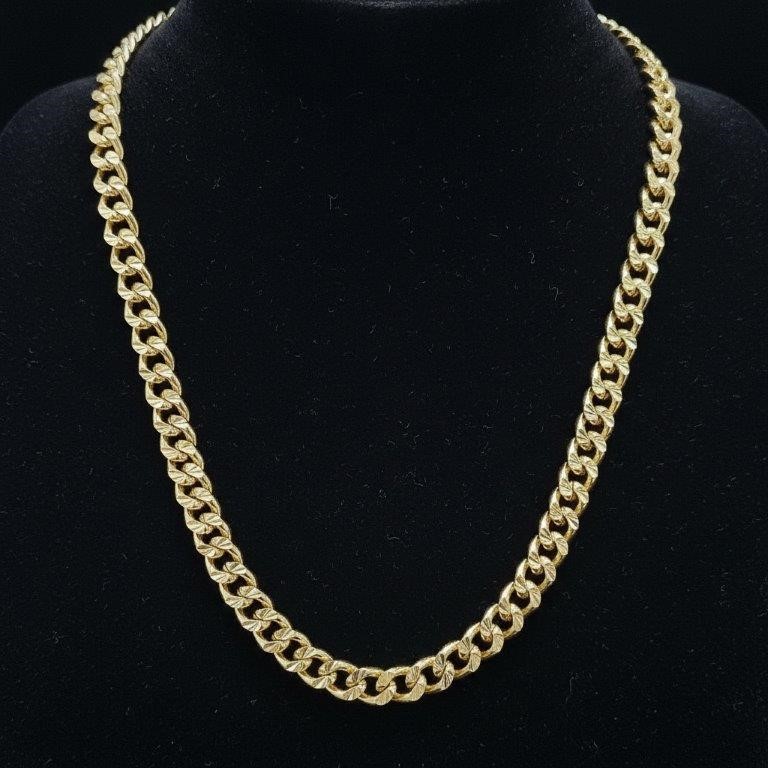 18K/Italy Stamped Yellow Gold Filled Chain 55cm-6mm-Bonus Gift
