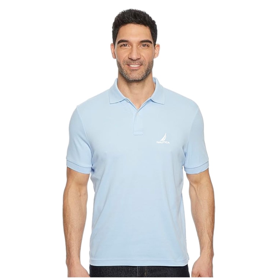 NAUTICA Men's Pique Polo, 100% Cotton, Denim Blue (423), K50225. NB: all ta