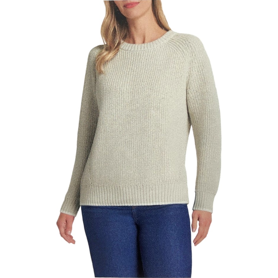 MATTY M Women's Knit Sweater, Size L, Light Grey. NB: faint foundation mark