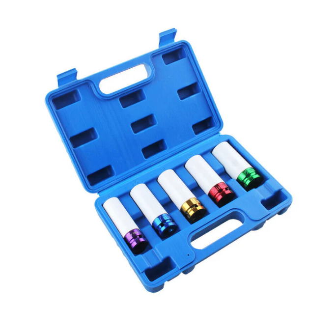 5 Piece 1/2 Inch Deep Impact Wheel Nut Socket Set | (15-22 Mm)