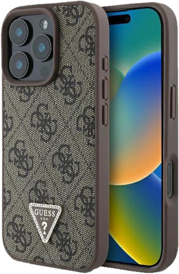 Guess 4G Strass Triangle Metal Logo Diamond Edition Leather Phone Case for