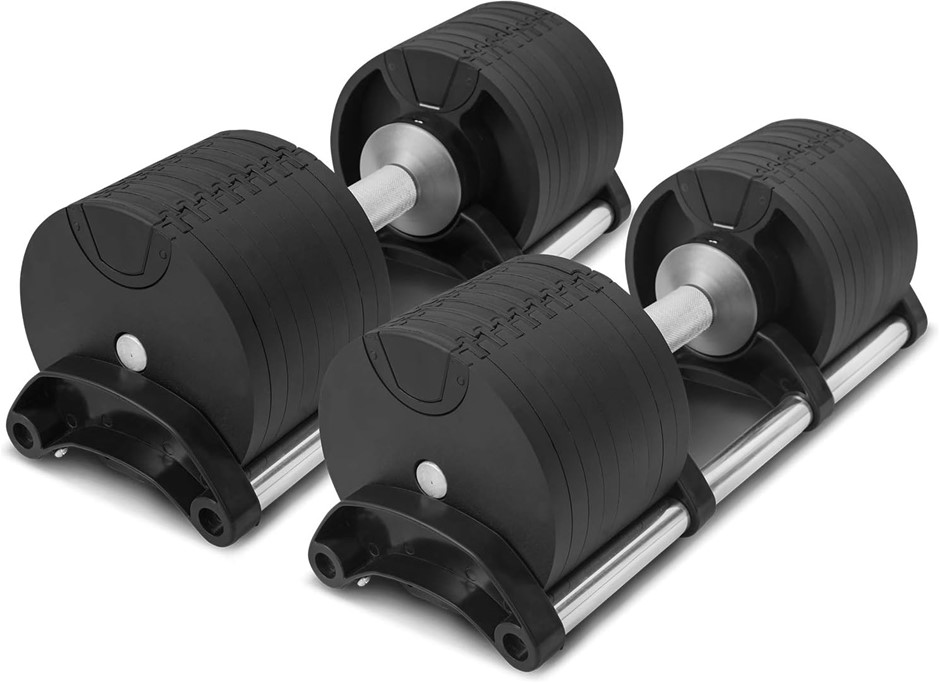 CORTEX RevoLock 64kg Adjustable Dumbbell Set (32kg Pair). NB: Missing Rack