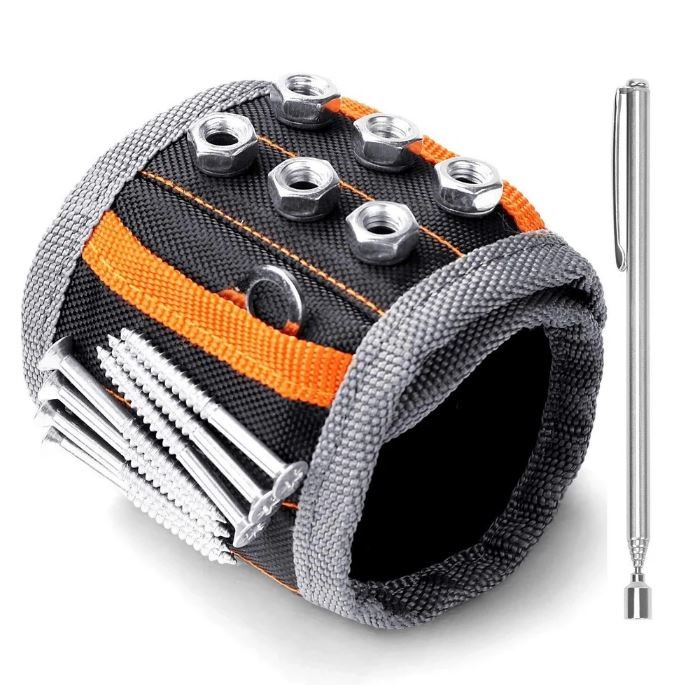 Magnetic Wrist Band with Extendable Magnetic Pickup Tool