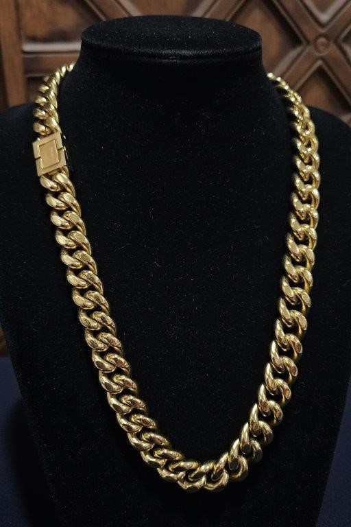 Luxury 18K Gold PVD Miami Cuban Link Chain Necklace 14mm-60cm