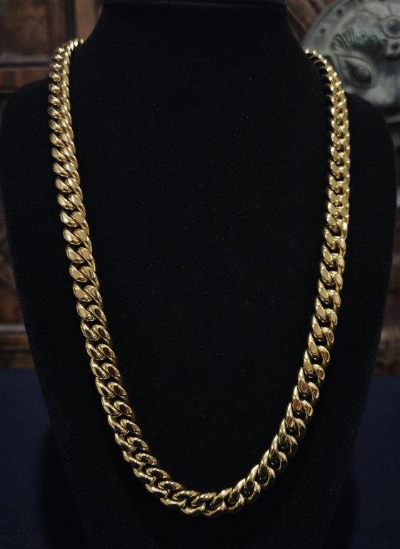 Luxury 18K Gold PVD Miami Cuban Link Chain Necklace 10mm-65cm