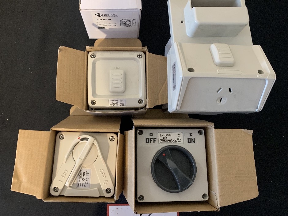 9 x Jinhang Various Weatherproof Switches (Unused)