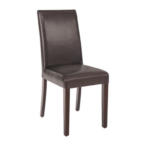 BOLERO Faux Leather Dining Chairs Dark Brown (2 Pack).