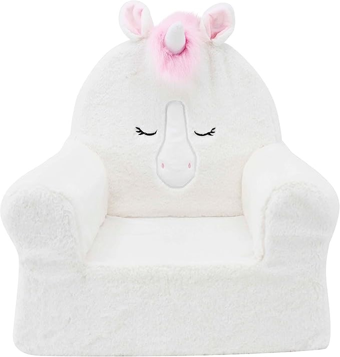 SOFT LANDING Sweet Seats Character Lounge Chair for Toddlers, Ivory Unicorn