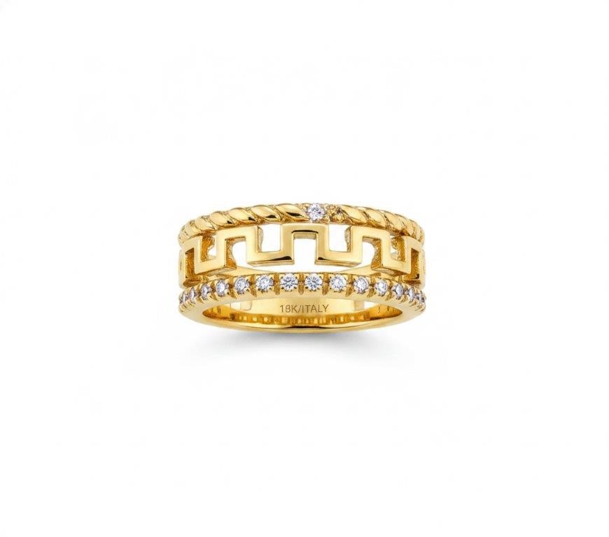 18K/ITALY Yellow Gold Filled Ring -Quality Guarantee-8 US-Bonus Gift