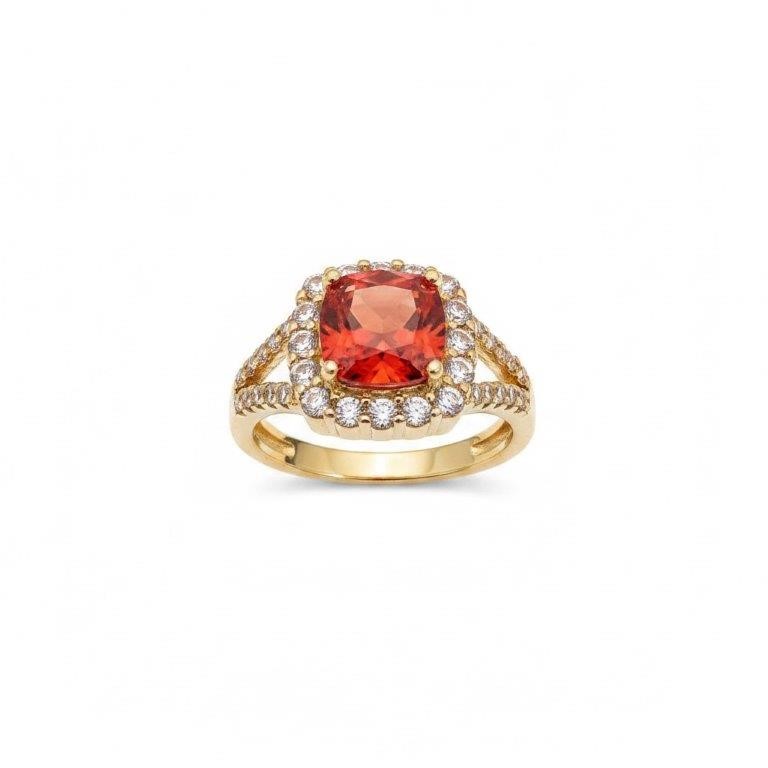18K/Italy 2.5ct Ruby Princess Cut Yellow Gold Filled Ring Warranty -7US