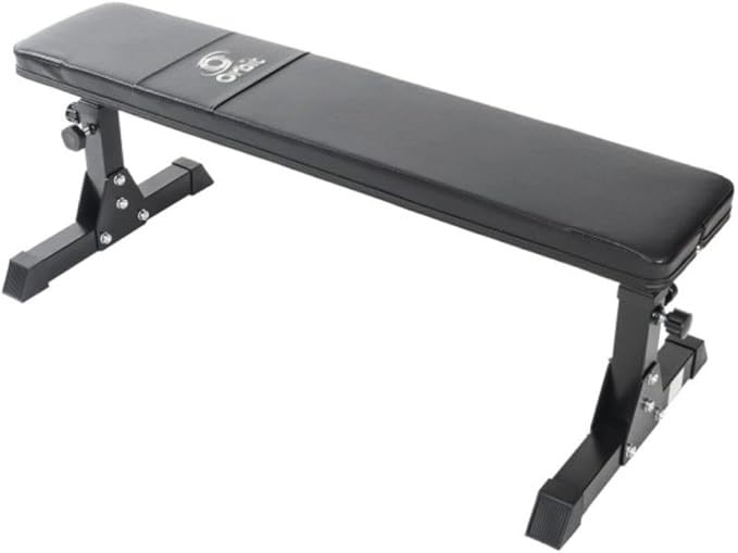 ORBIT Height Adjustable Flat Exercise Bench, Black, OBB015D.