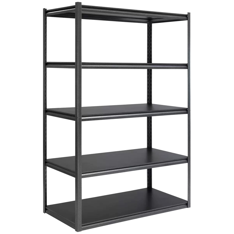 2 x WHALEN 5-Tier Storage Rack, Adjustable Composite Wood Shelves, Black Me
