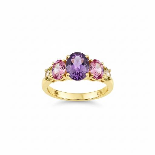 18K/Italy 3.0ctw Oval Cut Yellow Gold Filled Ring9US