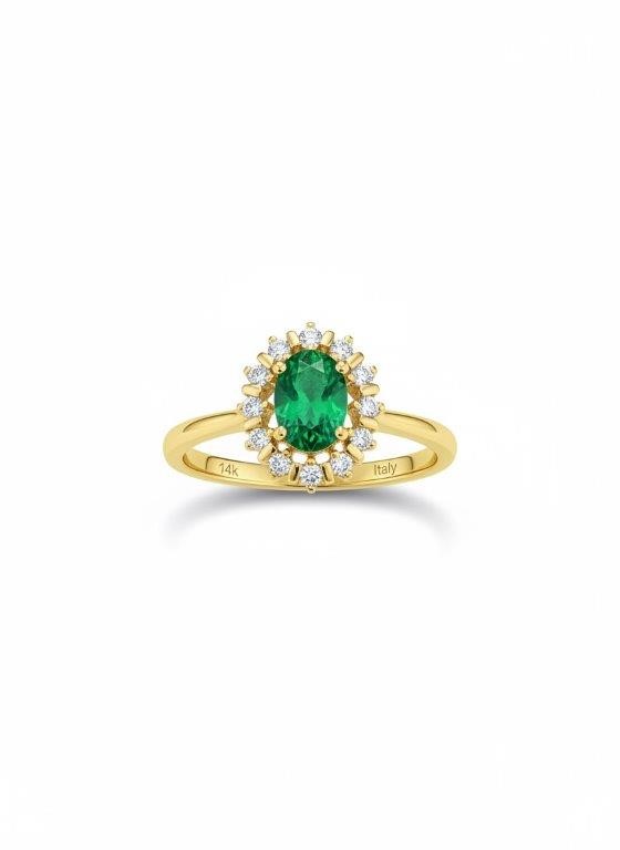 14K/Italy 1.5ct green Oval Cut Yellow Gold Filled Ring Warranty Quality-8US