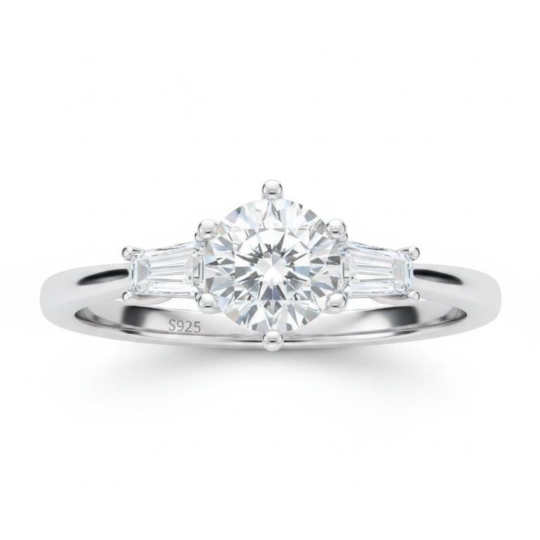 1.0ct GRA  Moissanite white  18k  white Gold Vermeil  Ring  -7US