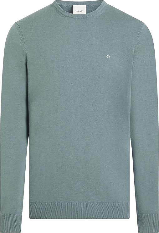 CALVIN KLEIN Men's Cotton Silk Blend Cn Sweater, Size L, Goblin Blue, K10K1