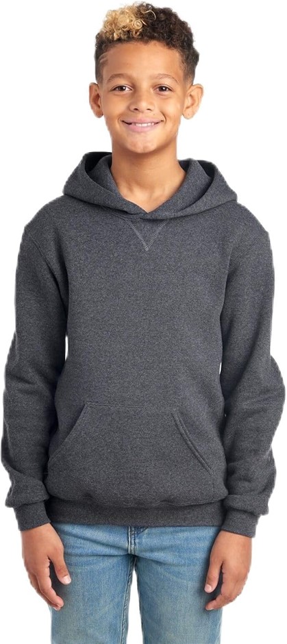 RUSSELL ATHLETIC Boys' Fleece Pullover Hood, Size XL, Black Heather, 995HBB