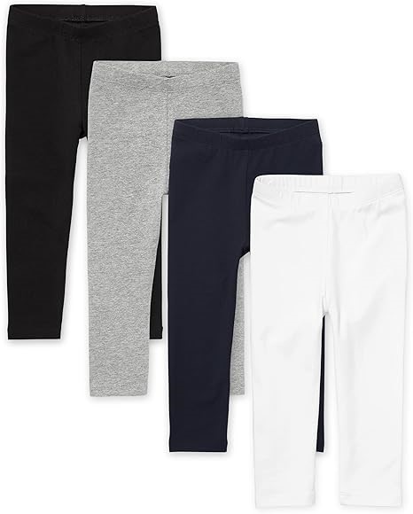 4PK x THE CHILDREN'S PLACE Baby Girls Toddler Leggings, Size 4T, Black/Whit