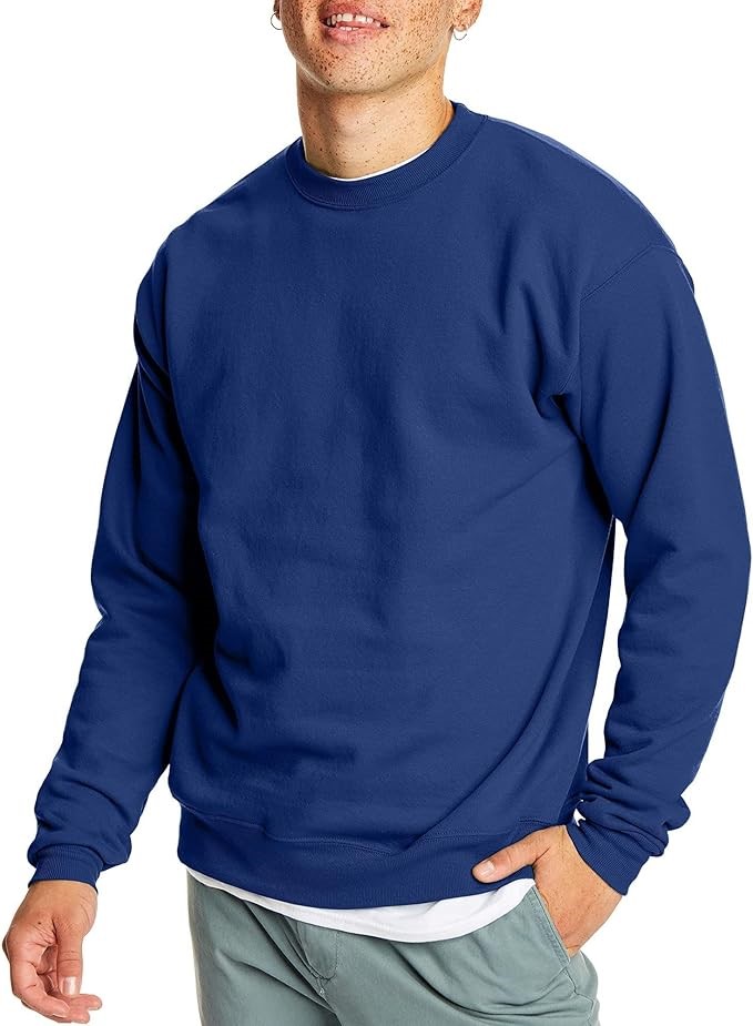 2pk x HANES Men's EcoSmart Fleece Sweatshirt, Size S, Deep Royal, AMZ9. Bu