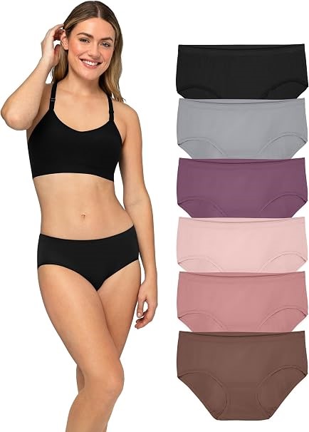 6pk x FRUIT OF THE LOOM Women's Seamless Underwear, Hipster-Assorted Color,