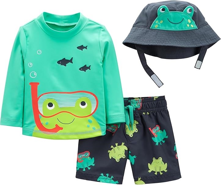 SIMPLE JOYS BY CARTER'S Boys' Swimsuit Trunk and Rashguard Set, Size 3-6M,