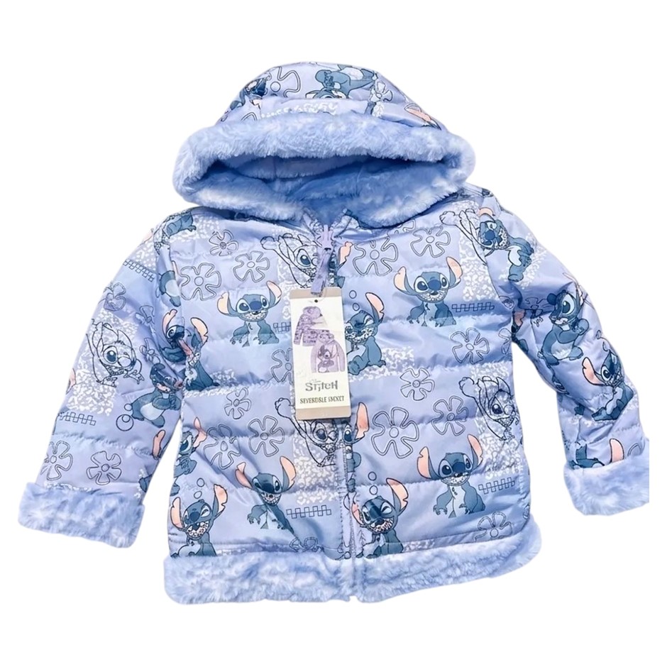 DISNEY Stitch Kids' Reversible Jacket, Size 5, Blue. Buyers Note - Discoun