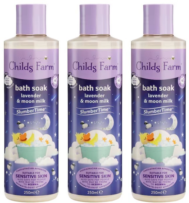 3x Childs Farm Slumber Time Sleep Bath Soak Lavender and Moon Milk Suitable