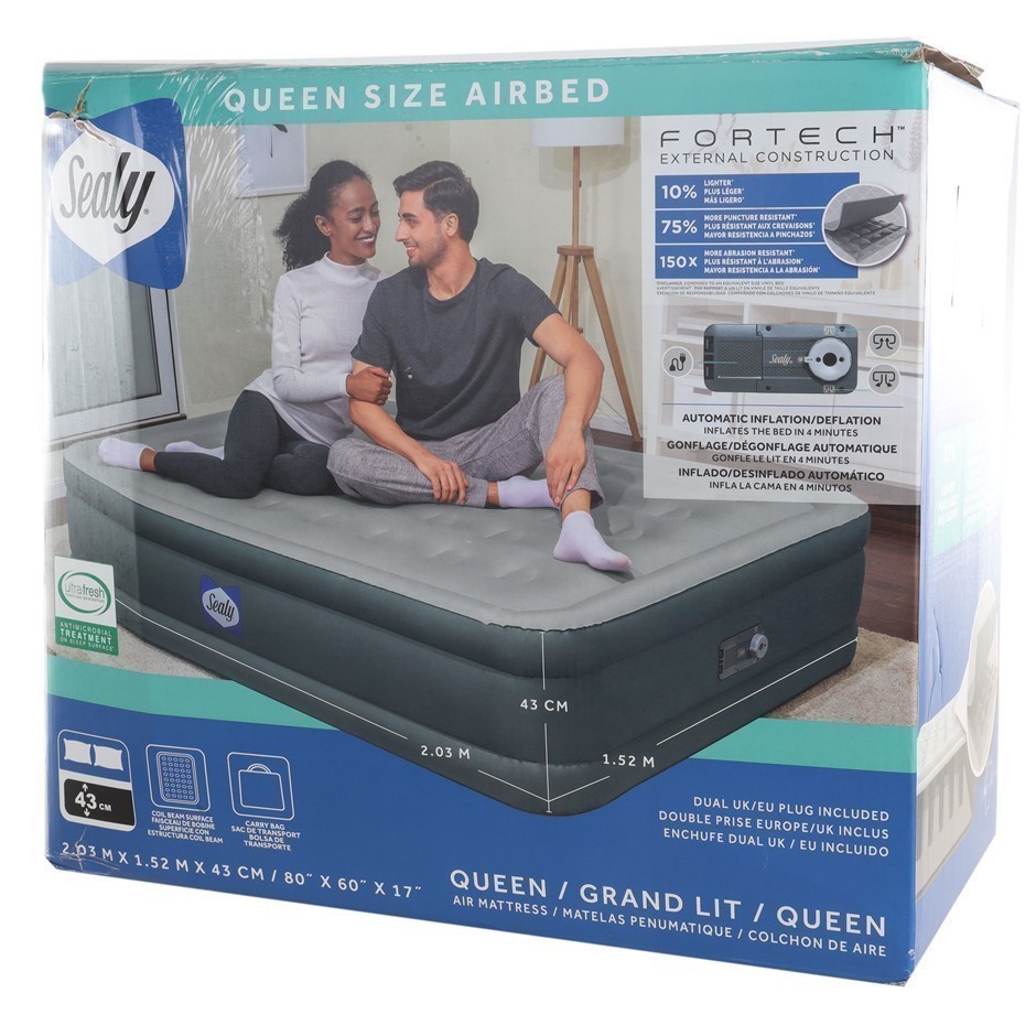 SEALY Premium Air Mattress Queen Size. NB: Opened, condition unknown. Im